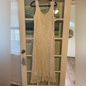 INC International Concepts Cream Crochet Maxi Dress